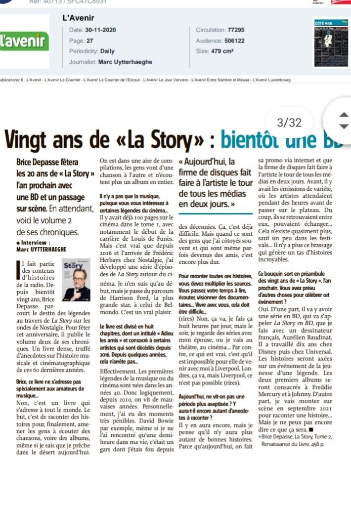LAVENIR, Marc Uytterhaeghe,  La Story, tome 2, Brice Depasse, novembre 2020